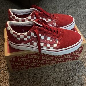 Vans Kids Red and White Checkered Sneakers